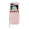 Funda de Cuero para Teléfono Móvil con Ranura para Tarjeta Samsung Z Flip8 Estuche Protector Cartera con Cremallera Cruzada para Samsung Z Flip7