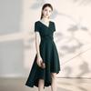 Vestido de Noche para Mujer Banquete Elegante Damas de Honor Pueden Usar Lujo Ligero Nicho Alta Gama Corto Delantero y Largo Vestido Verde Oscuro