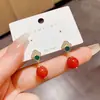 Pendientes Retro de Ágata Estilo Chino para Mujer, Diseño Sencillo, Pendientes de Aguja de Plata con Micro-Adornos Xiangyun, Pendientes Versátiles de Lujo Accesible de Nicho