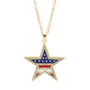 Galvanoplastia Personalizada Aleación de Fundición a Presión Ecológica Collar con Bandera Americana Incrustada de Diamantes Joyería Fuente Venta Directa de Fábrica