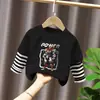 2026 Nova Camiseta Estilosa de Algodão Puro para Meninos, Manga Longa, Solta e Versátil, Camada Base Outono Inverno, Roupa Infantil