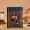 Carteira Estudantil de Lona Curta com Tema de Jogo Porta-Cartões, Carteira Estudantil Minimalista Estilo Japonês