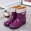 Botas de lluvia de estilo minimalista, a media pantorrilla, con suela gruesa, de caña corta, modernas, de caña alta, botas de invierno para mujer, con suela gruesa y resistentes al desgaste