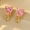 Brincos de Aço Inoxidável em Formato de Coração com Zircônias Cravejadas de Diamante Design Moderno Personalizado Joias para Orelha Atacado