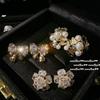 Pendientes de gemas con lazo de princesa, familia rica, chapados en oro de 18 quilates, combinación de pendientes de circonitas con flores ricas