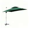 Sombrilla de Patio Voladiza Cuadrada Doble Techo de 2.2M/2.5M, Sombra Ajustable con Base Cruzada, Perfecta para Piscina y Jardín