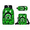 Nueva Mochila de Dibujos Animados de Tiburón suit Bolso de Hombro con Estampado de Dibujos Animados Moda Doble Capa Estuche para Lápices Venta al por Mayor