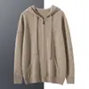 Sudadera con capucha y cremallera 100% Cachemir para hombre, Cachemir puro, Nueva chaqueta de punto con capucha para Otoño e Invierno