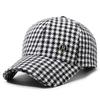 Sombrero para Mujer Primavera y Otoño Nuevo Gorra de Béisbol Pata de Gallo Tendencia de Moda Viaje al Aire Libre Parasol Gorra a Cuadros A Cuadros