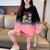 Sudadera Fina de Gradiente Dopamina de Moda para Mujer Linda Caricatura Graffiti Moda Top Delgado de Longitud Media