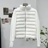 Chaqueta de plumas de punto para mujer con cuello alto Mengjia, abrigo cárdigan ligero de lana y plumas, estilo de invierno de alta gama