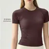 Top deportivo blanco sin costuras de manga corta, transpirable, fino, para Pilates y yoga, camiseta de yoga ajustada de manga corta con sensación de segunda piel, efecto adelgazante