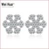 Weihua Ice Flower prata banhado a ouro feminino simples zircão temperamento retro coreano floco de neve brincos de jóias de prata brincos atacado
