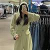 Conjunto de Roupa para Celebridade da Internet Feminina Moda Transfronteiriça Europeia e Americana Novo Suéter com Capuz e Zíper Calça de Perna Larga Conjunto de Duas Peças