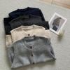 Colete de Malha de Gola Redonda Empilhada de Outono e Inverno para Mulheres Cardigan de Lã Jiji Cera Estilo Coreano Colete Cinza para Todos os Fósforos