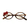 Gafas Ovaladas Estampado de Leopardo Marco de Lazo Deseo Puro Lindo Vintage Gafas Sin Graduación Subcultura Aspecto Natural Sin Maquillaje Sesión de Fotos Decorativa