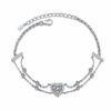 Pulsera de plata esterlina S925 con moissanita incrustada a mano, pulsera con borde en forma de corazón, piedra de color azul zafiro, estilo dulce y lindo