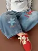 Nuevos Jeans Bordados de Dibujos Animados para Niños Otoño 2026 Estilo Coreano Elegantes Pantalones Papá para Niñas, Ropa Infantil al por Mayor