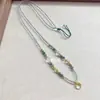 Cuerda de Cadena de Ágata de Hierba Acuática Natural con Cristal Blanco Hebilla Universal Versátil Zorro de Nueve Colas Thangka Colgante de Marca Tailandesa 4mm Largo 60