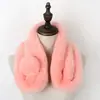 Bufanda Transfronteriza Nuevo Estilo Coreano de Piel Sintética de Conejo Rex para Mujer, Bufanda Gruesa Cálida de Tres Tubos, Bufanda de Felpa Versátil