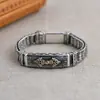 Pulseira Masculina Artesanal Retrô Yuhong Atacado Vajra Tecida à Mão com Fio de Prata Estilo Punk Rotativa