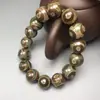 Pulsera de Calcedonia Natural de Xizang con Cuentas Dzi Antiguas de Tres Ojos y Nueve Ojos con Envoltura de Seda Ágata Pulsera para Hombre Venta al por Mayor Suministro Directo