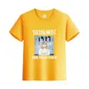 Europa y Estados Unidos verano caluroso color liso estampado de letras algodón manga corta camiseta ropa para niños ropa de media manga para niños ropa para clase padre-hijo ropa