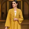 Cardigan Amarelo Gengibre Brilhante 4016 com Strass Resistente, Modelo Longo para Uso Diário e Traje de Casamento, Cobertura para Vestido