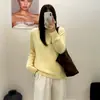 Suéter tejido de punto holgado, cuello redondo, talla extra, colección invierno 2026, top corto suelto y suave para mujer, V25191