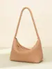 Bolsa de palha simples e elegante estilo coreano para mulheres, bolsa de ombro de design exclusivo, bolsa hobo de couro macio, bolsa de bolinho, bolsa de ombro para o dia a dia