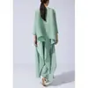 Conjunto de Top Pleats Miyake 2025 Nuevo de Alta Gama con Pantalones de Pierna Ancha con Diseño Asimétrico para un Look Adelgazante y Artístico