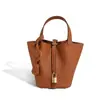 Bolso de Mano para Mujer Piel de Vaca de Primera Capa Cesta de Verduras 2025 Popular Bolso Cubo Pequeño Bolso de Mano Bolso de Mano de Gran Capacidad