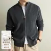 Yingao Estilo Old Money Cardigan de Punto 100% Algodón para Hombre Nuevo Doble Cremallera Otoño Invierno Cuello Alto Chaqueta Estilo Caballero Transfronteriza
