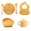 Baberos de Silicona, Baberos para Alimentar Bebés, Baberos Impermeables de Grado Alimenticio para Comer, Baberos Finos para Saliva, Juego de Vajilla Infantil Anti-Suciedad