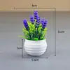 Atacado Conjunto de Plantas Artificiais de Lavanda em Vasos Mini Ornamento de Planta Verde Artificial para Mesa Espiga de Trigo Flor Falsa Pequeno Bonsai