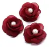 5cm Malla Perla Simulada Camelia Quemada Accesorios para Ropa DIY Flor Hecha a Mano Zapatos Corsage Accesorios para Ropa