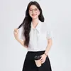 Conjunto de Blusa de Gasa Blanca de Manga Corta para Mujer, Atuendo Profesional de Entrevista de Nicho para el Nuevo Verano 2026