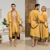 Traje de Bata de Satén y Shorts Estilo Barroco Europeo y Americano Transfronterizo Pijama Ropa de Casa para Hombre 3403+3397