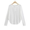 Estilo Deseo Puro Camisa Holgada Perezosa Protector Solar para Mujer Delgada Verano Dobladillo Curvo Transpirable Ligera Camiseta de Media Longitud