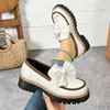 2026 Zapatos Mocasines de Gran Tamaño Transfronterizos 36-43 para Mujer, Zapatos Individuales Retro de Moda de Nicho con Lazo y Suela Gruesa para Mujer al por Mayor
