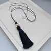 Colar de Franja com Concha Oxford Natural de Design Exclusivo com Pingente Vintage, Corrente Longa para Suéter com Contas de Concha e Pedra Olho de Tigre para Mulheres