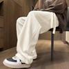 Pantalones casuales blancos retro americanos para hombre primavera y otoño High Street rectos holgados pantalones deportivos ins simples que combinan con todo