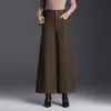 Pantalones de Moda de Invierno 2026 de Lana con Forro de Borrego, Pierna Ancha para Mujer, Pantalones Casuales de Cintura Alta, Caídos, que Cubren la Cadera, de Pierna Recta, Cortos