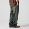 Jeans de gama alta para otoño e invierno, vintage lavado, teñido en barro amarillo, para hombre, holgados, nuevos de 2024, pantalones rectos, marca de moda, pantalones de pierna ancha