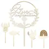 Amazon Decoração de Bolo de Aniversário de Tronco de Madeira Floresta Cartão de Inserção Alfanumérico de Aniversário Decoração