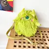 Bolsa Transversal Customizada Estilo Soft Girl Estudante Fofa Fofa Personalidade Engraçada Monstro Estereoscópico Bordado de Pelúcia Bolsa de Ombro