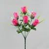 Suministro Directo Transfronterizo de Flores Realistas de Rosa Brote de Primavera de 7 Cabezas para Decoración del Hogar y Fiestas, Ramo de Rosas Artificiales de Seda