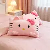 Almohada de gato de dibujos animados rosa para niñas, linda almohada de peluche, cojín largo para dormitorio, almohada suave para siestas para niños