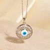Colar Vintage Olho de Diabo Outono Inverno Transfronteiriço da Amazon Cobre Banhado a Ouro Zircônia Microincrustada Gota de Óleo Joia de Nicho para Mulheres