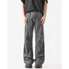 Calça Jeans Casual Lavada com Rebites High Street Americana para Homens Primavera e Outono Nova Solta Tendência Flare Versátil para Trabalho